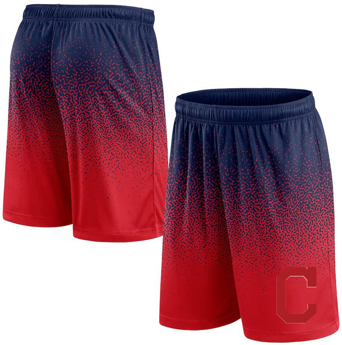 Men's Cleveland Guardians Navy/Red Ombre Shorts - Click Image to Close